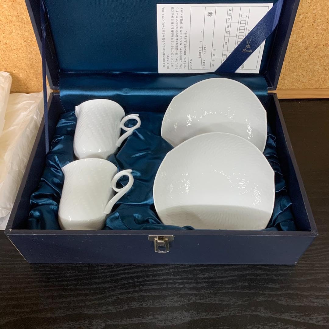 Amazon | マイセン 箱付き 波戯れ ホワイト ペア コーヒーカップ Amazon | マイセン 箱付き 波戯れ ホワイト ペア コーヒーカップ
