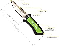 Vista 4 de Cressi Cuchillo de hoja corta para buceo y pesca submarina con funda de liberación rápida y soporte de manguera - Lima diseñado en Italia