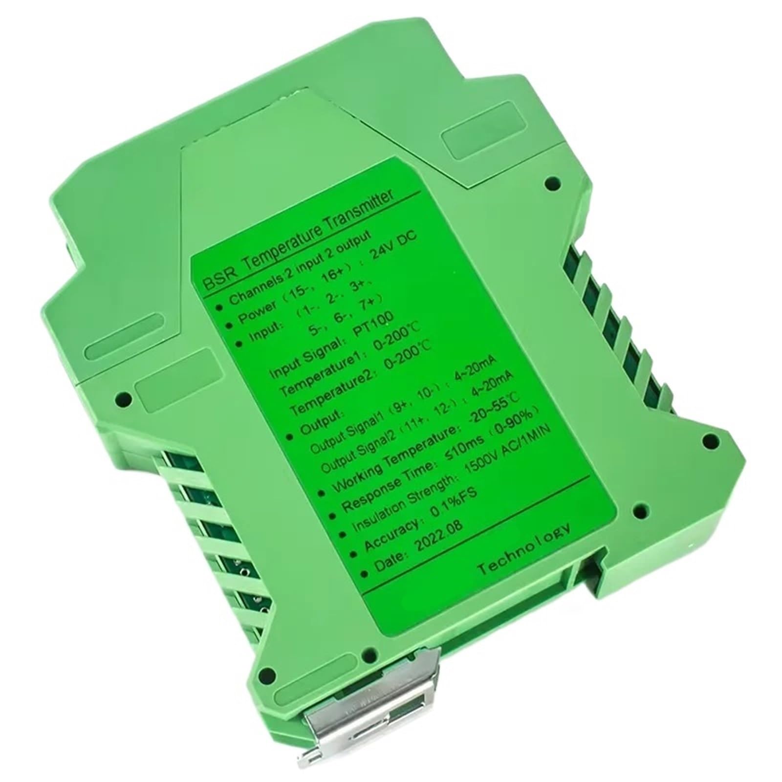 Convertitore di segnale di temperatura PT100 da 35 mm su guida DIN, sensore da 0-500℃ a 4-20 mA, trasmettitore di temperatura RTD PT100 RS485 da 0-10 V a 0-5 V(PT1000 0-100C 220V)