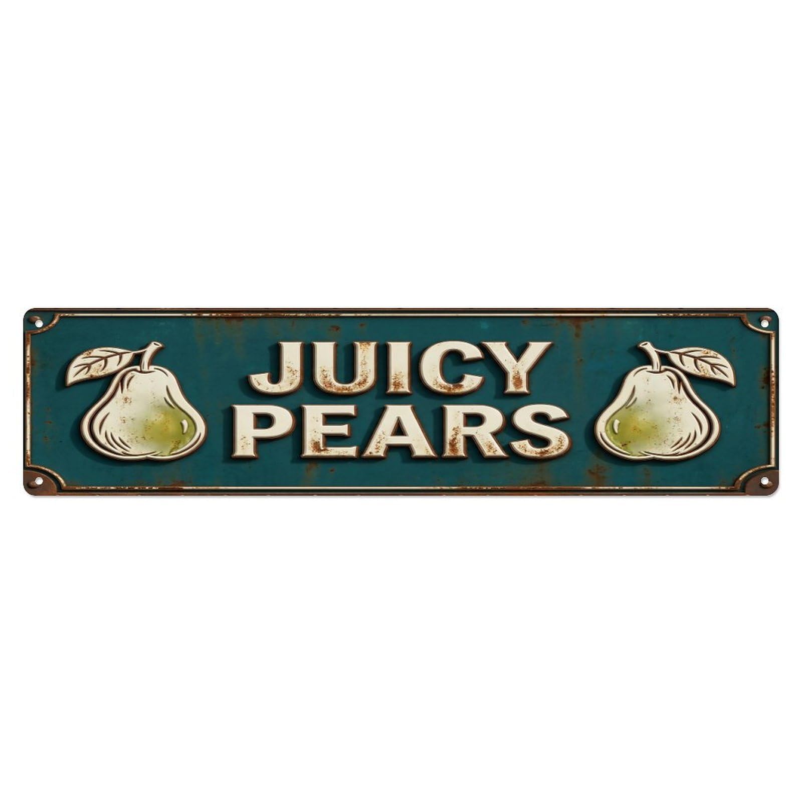 JUICY PEARS Vintage Orchard Rustic Farmhouse Metal Tin Sign