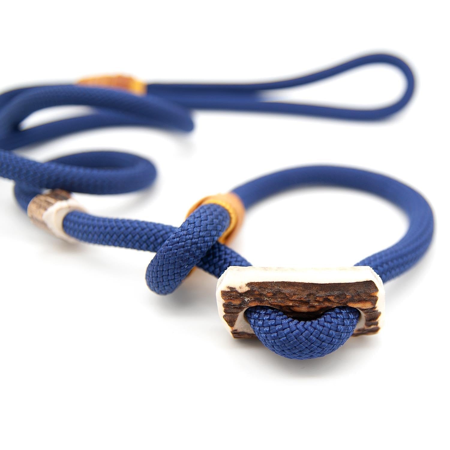 Retriever-Leine/Moxonleine Elegant-Style | handgefertigte Hundeleine aus Tau mit Halsbandfunktion & Horn-Stopper | 10mm – kraftvoll, stilvoll & komfortabel | Training, Alltag & Spaziergang