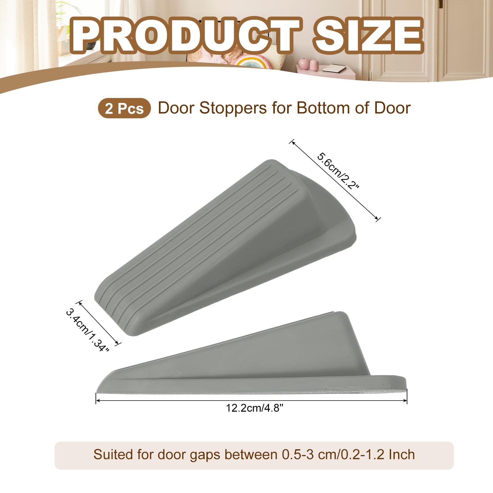 PATIKIL Door Stoppers for Bottom of Door 2 Pack Sturdy Stackable Rubber Door Stopper Wedge for Tile Concrete Carpet Wood Heavy Duty Door - Image 2