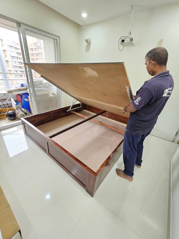 Lyon Solid Sheesham Wood Bed With Box Storage -  3 Years Warranty