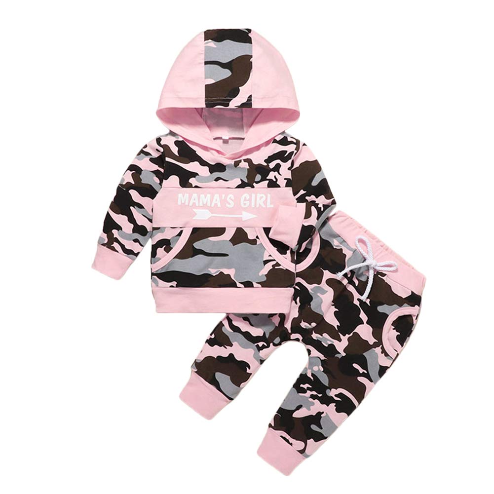 Newborn Girl Clothes Set Camouflage Tracksuit Baby Girl Boy Hoodie Top  Pants Letter Print Spring Autumn Two-Piece Outfits