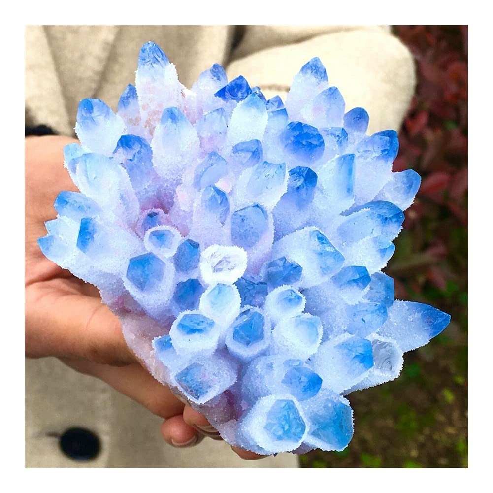 Tbkoly Cristal curativo Natural Cielo Azul Sueño Cristal Transparente Racimo Piedra Mineral Desmagnetización Purificación de Piedra Energía curativa Decoración de Piedra (Size : 500-550g)