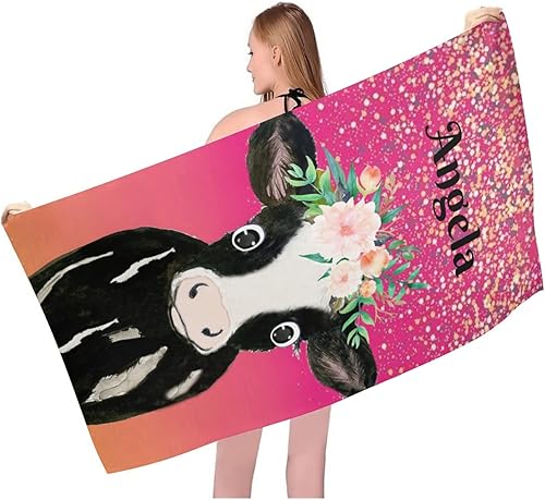 Miniatura 10 de Toalla de playa de microfibra personalizada con diseño de caballo bebé con nombre y tapete sin arena, de secado rápido, absorbente, de 30 x 60