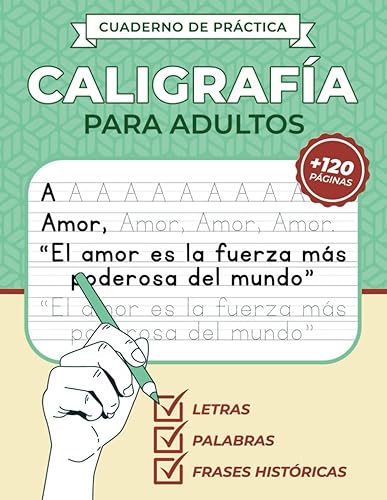 Cuaderno de Práctica - Caligrafía para adultos en español: Mejora tu caligrafía en letra Imprenta con letras, palabras y frases | Cuaderno de escritura a mano para adultos (Spanish Edition)