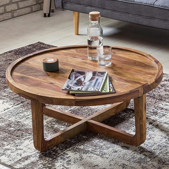 Image of Classic Royale Sheesham Wood Creation Center Table for Home & Office, PureCraft Elite Wooden Coffee Table|Tea Table|Sofa Set Table