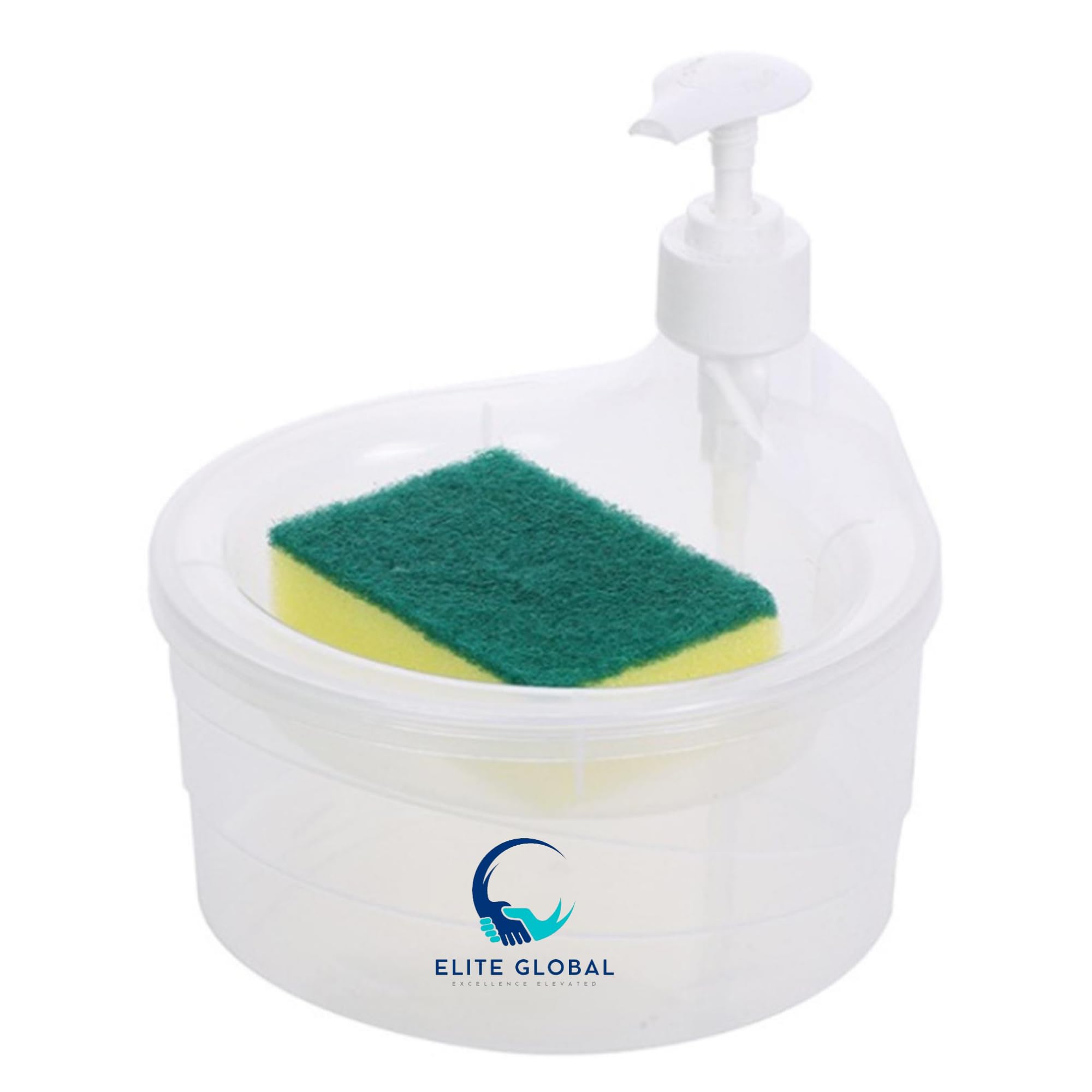 ELITE GLOBAL 2 in 1 Soap Pump Dispenser for Kitchen | Dishwasher Liquid Soap Sponge Holder Free Sponge | Kitchen Sink Organiser