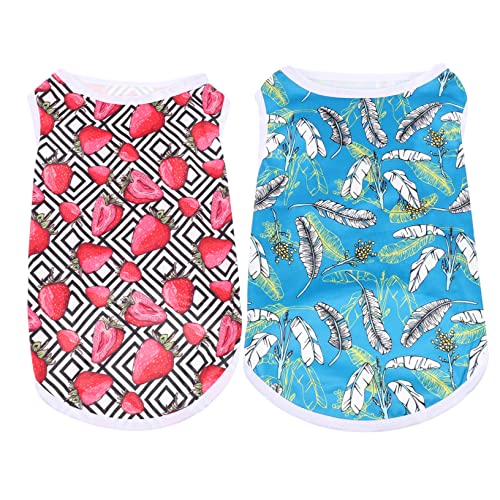 HANABASS 2Pcs ペットベスト チワワ 携帯ペット服 大型犬用ドッグシャツ 犬服 おむつ ポータブルドッグシャツ 耐摩耗性ドッグシャツ 快適な犬のシャツ ペット用品 子犬シャツ 平編み生地