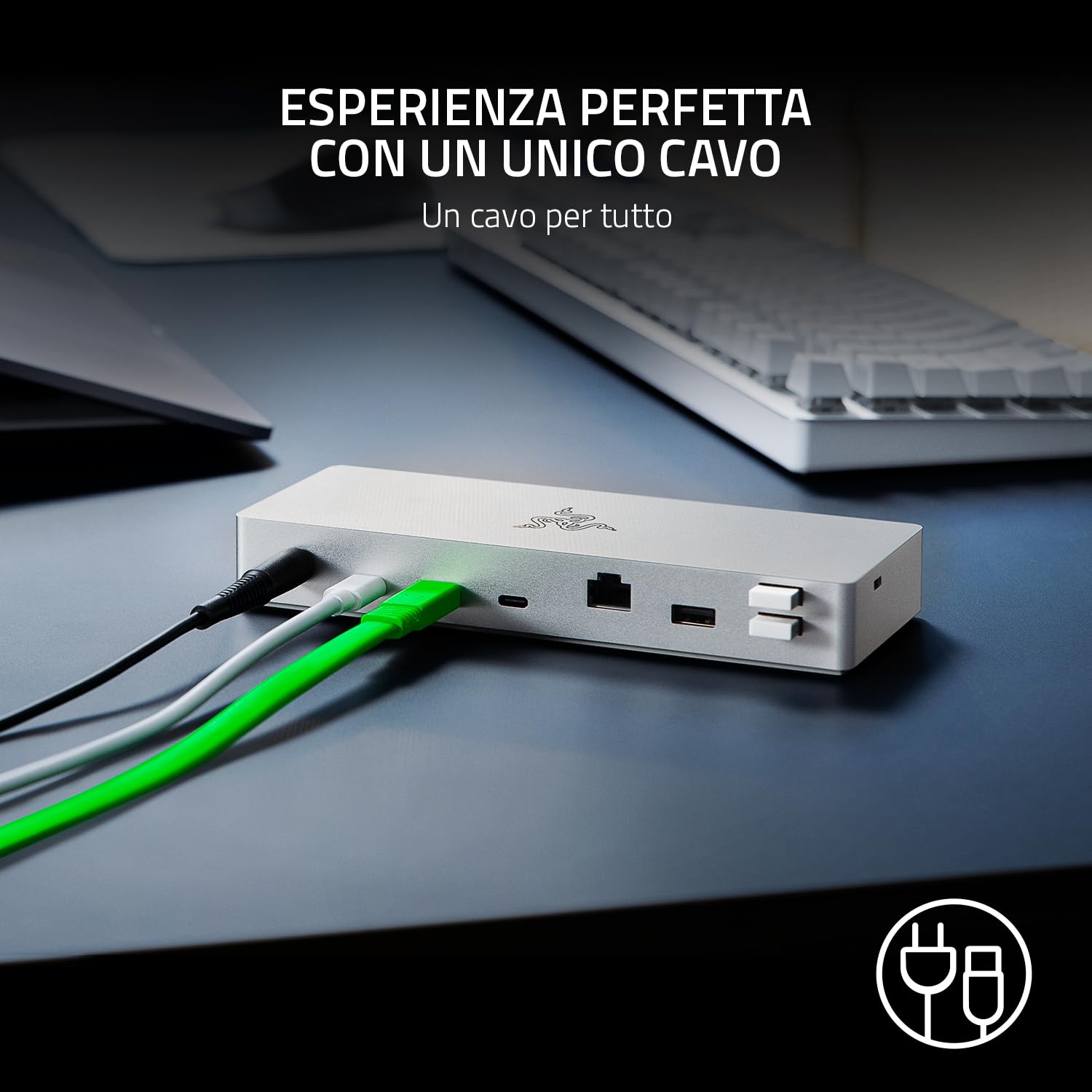 Razer Thunderbolt Dock 4 - Dock Thunderbolt 4 compatto progettato per Mac (La larghezza di banda e la versatilità che hai sempre voluto, Più veloce che mai per Mac) Bianco