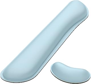 Dapesuom Enlarge Keyboard Wrist Rest Pad,Memory Foam Set Wrist Cushion Support for Easy Typing & Pain Relief,Mouse Wrist Pad,Anti-Slip Wrist Support for Gaming,Computer, Laptop, Office,Sky Blue