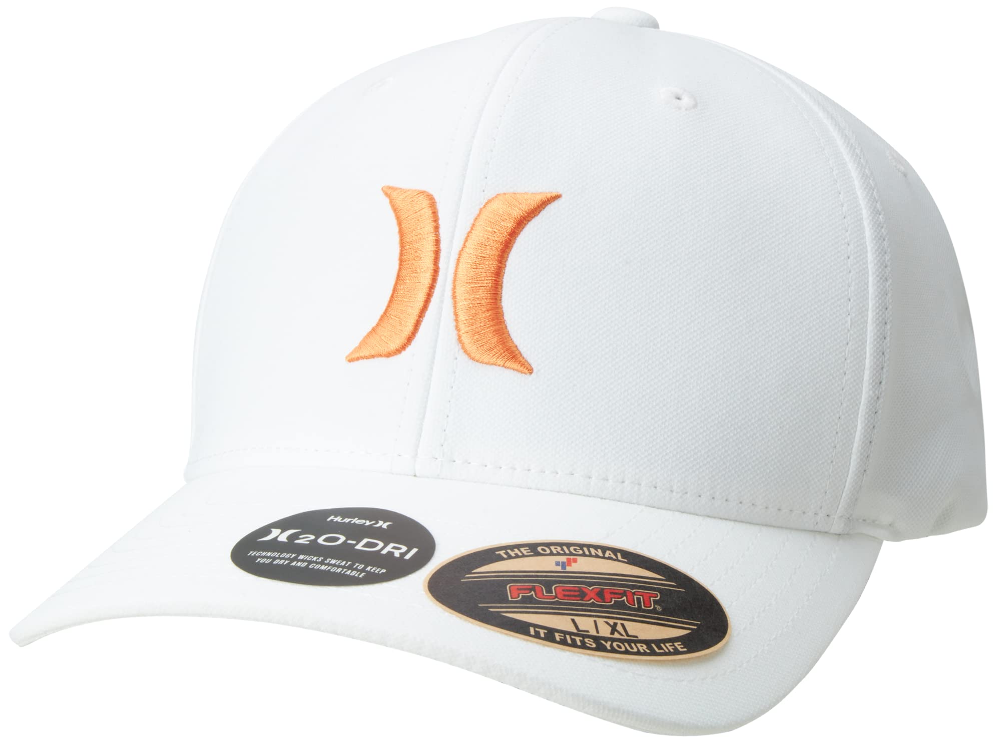 HurleyMens Baseball Cap - Moisture Wicking Curved Brim Flexfit Fitted Hats for Men with H2O-Dri Sweatband (Sizes: S-XL)