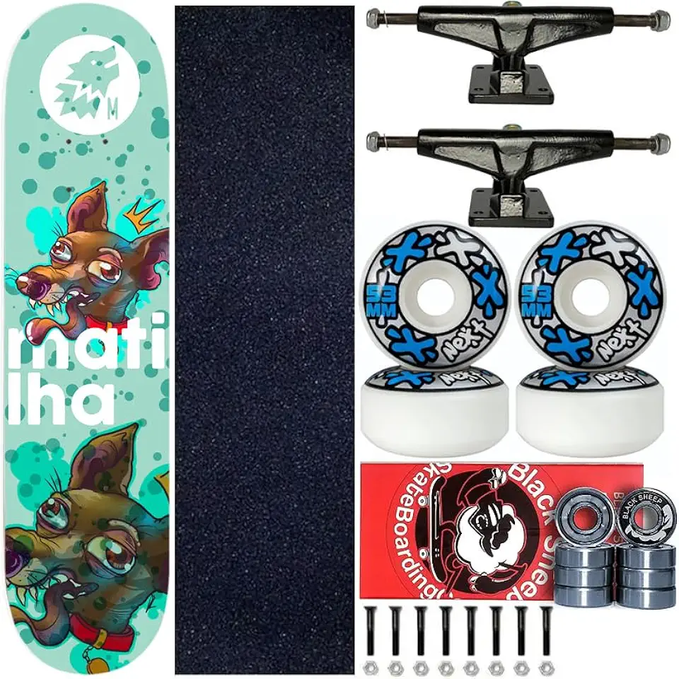 Skate Completo Profissional Shape 8.0 Matilha King Crazy
