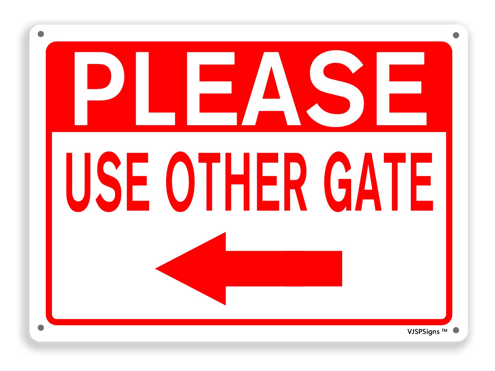 peiyeety Please Use Other Gate Sign,Outdoor Gate Notice Sign,Home Office Door Sign, Please Use Other Gate 8"X12" Left Arrow Metal Aluminum Sign