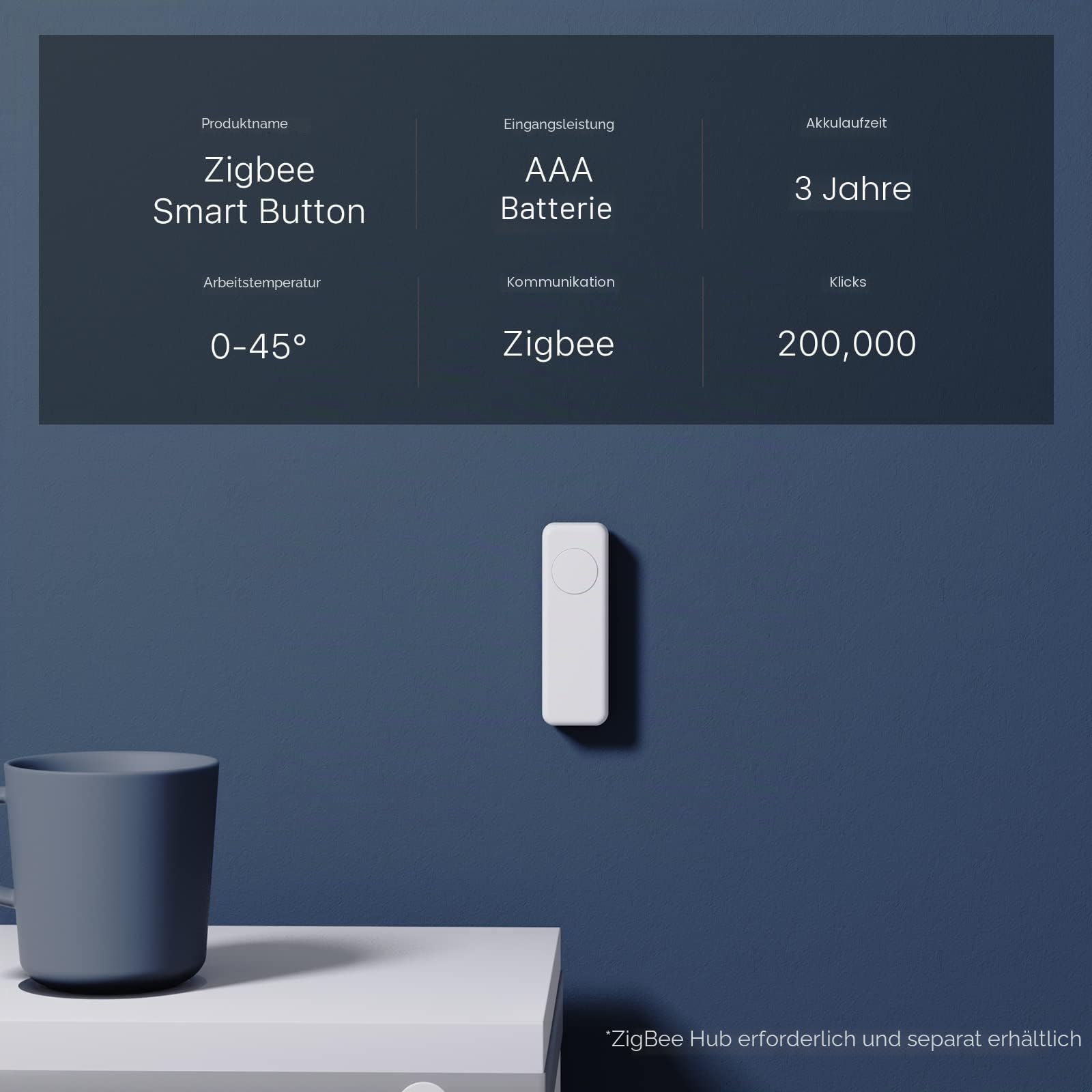 THIRDREALITY ZigBee Smart Button 3 Stück, rot, blau, gelb, 3-Wege-Fernbedienung, benötigt Zigbee-Hub, funktioniert mit SmartThings, Aeotec, Hubitat, Home Assistant, Third Reality Hub, Batterie im