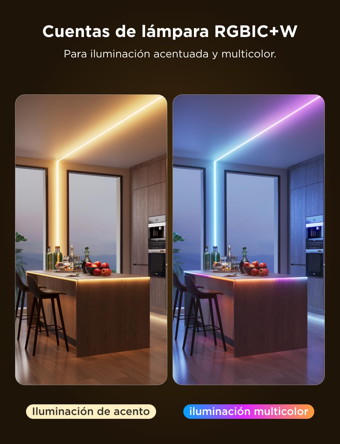 Govee COB Tira de Luces LED Pro 3m, Tira LED Inteligente Compatible con Alexa, Google Assistant y Matter, RGBICW Strip Light con Blanca Cálida, Cambia de Color, Luces para Dormitorio, Gabinete, Fiesta