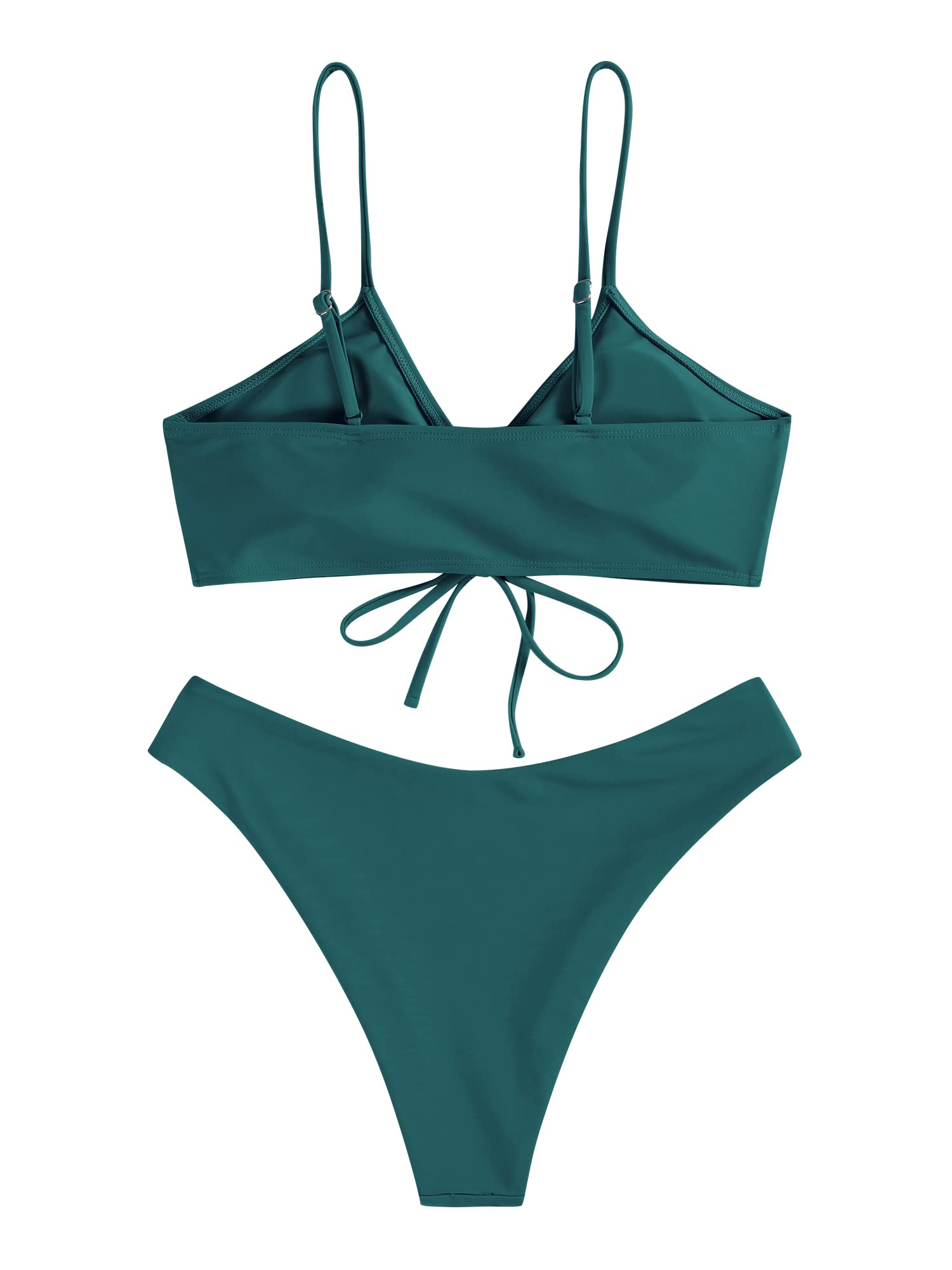 ZAFUL Maillot de bain deux pièces rembourré avec cordon de serrage sur la poitrine pour femme