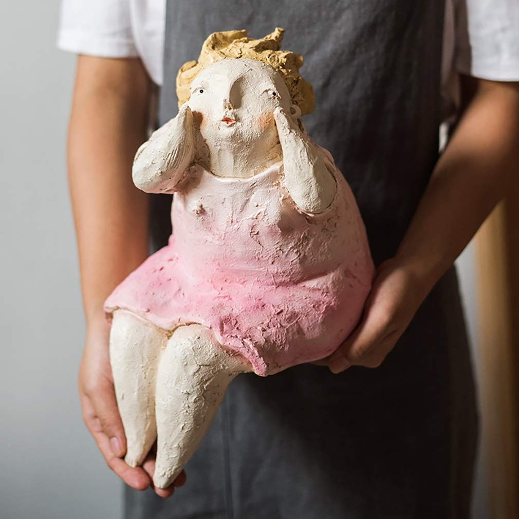Figurki Wystrój Statua Młoda Dziewczyna Nowoczesne Tabletop Wystrój Rzeźby Ręcznie malowane Rysunek Sztuka Ręcznie Dla Dekoracji Desktop (Color : 3)