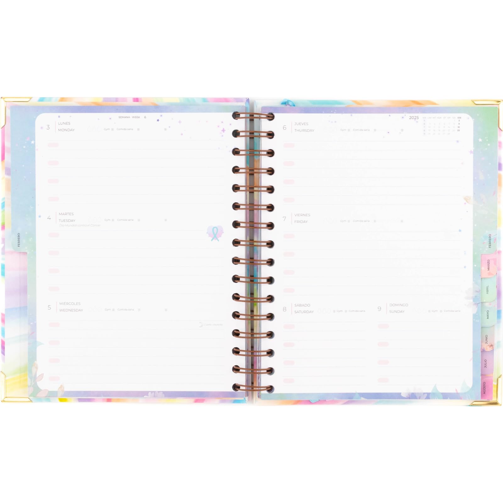 Takenote 2024 2025 Diary, Week to View, Size A5 (16.5 x 20.5 cm), Index with Each Month, Wire'o Ring Binding - Image 2