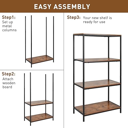 Miniatura 4 de Babion Estantería de estantería de 4 niveles organizador de almacenamiento de estantería alta estantería con soportes de marco de metal estante