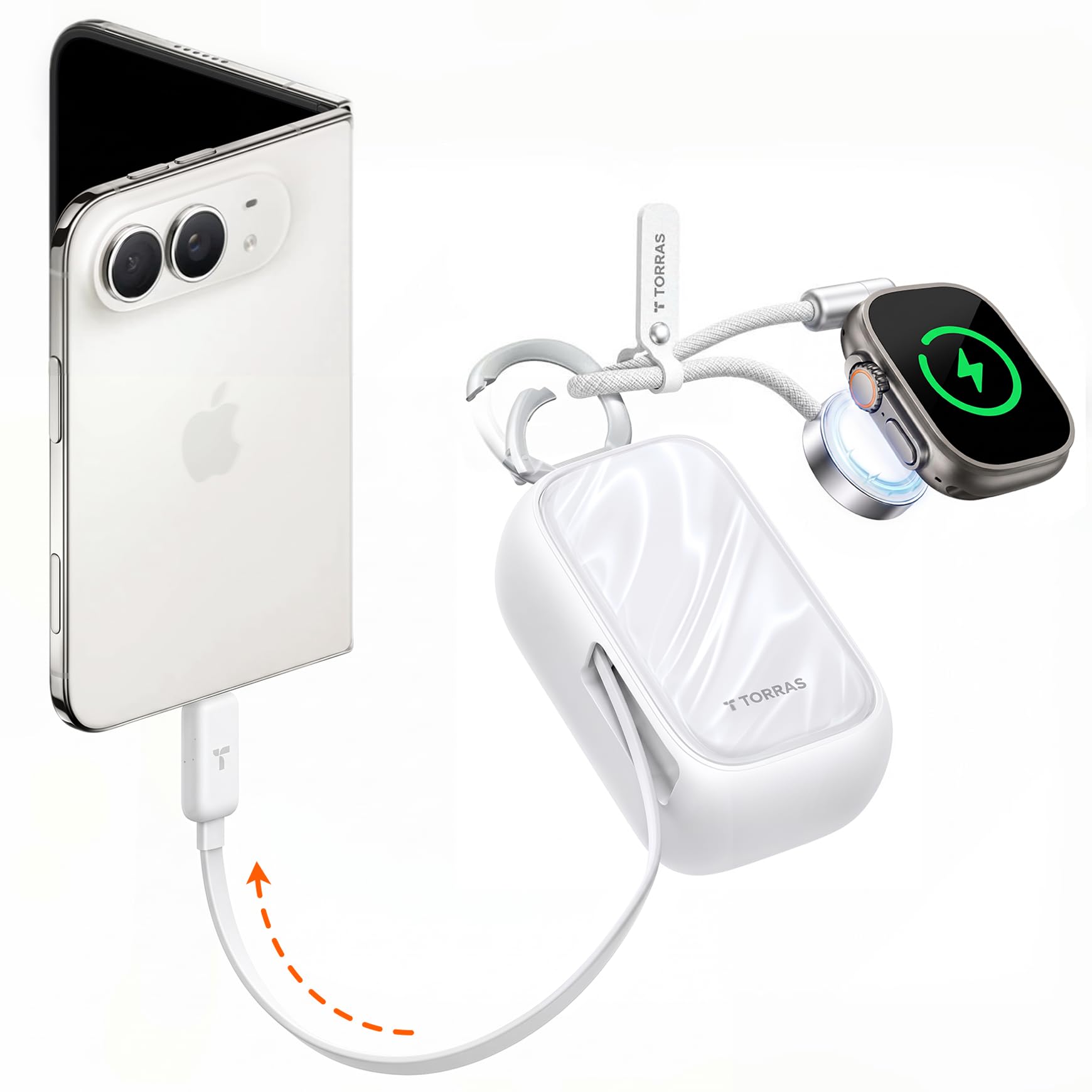 Amazon | TORRAS FlexLine PearlGo モバイルバッテリー 巻取式 Apple