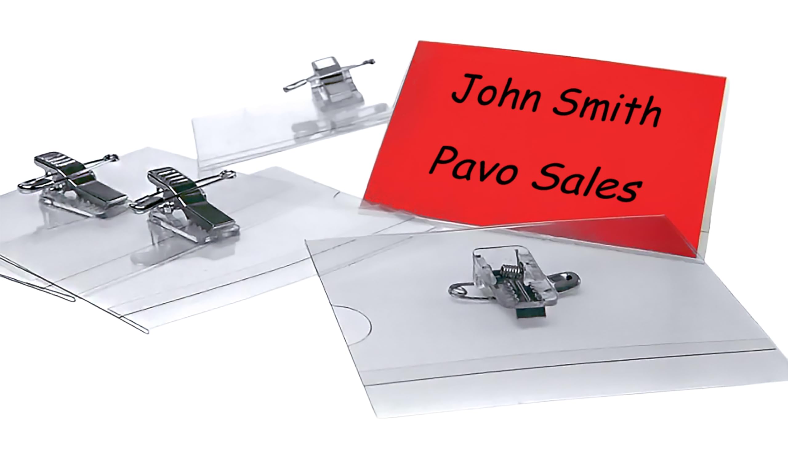 PAVO - Premium 54 x 90 mm Combi Clip Visitor Name Badge (Pack of 50), 8009183