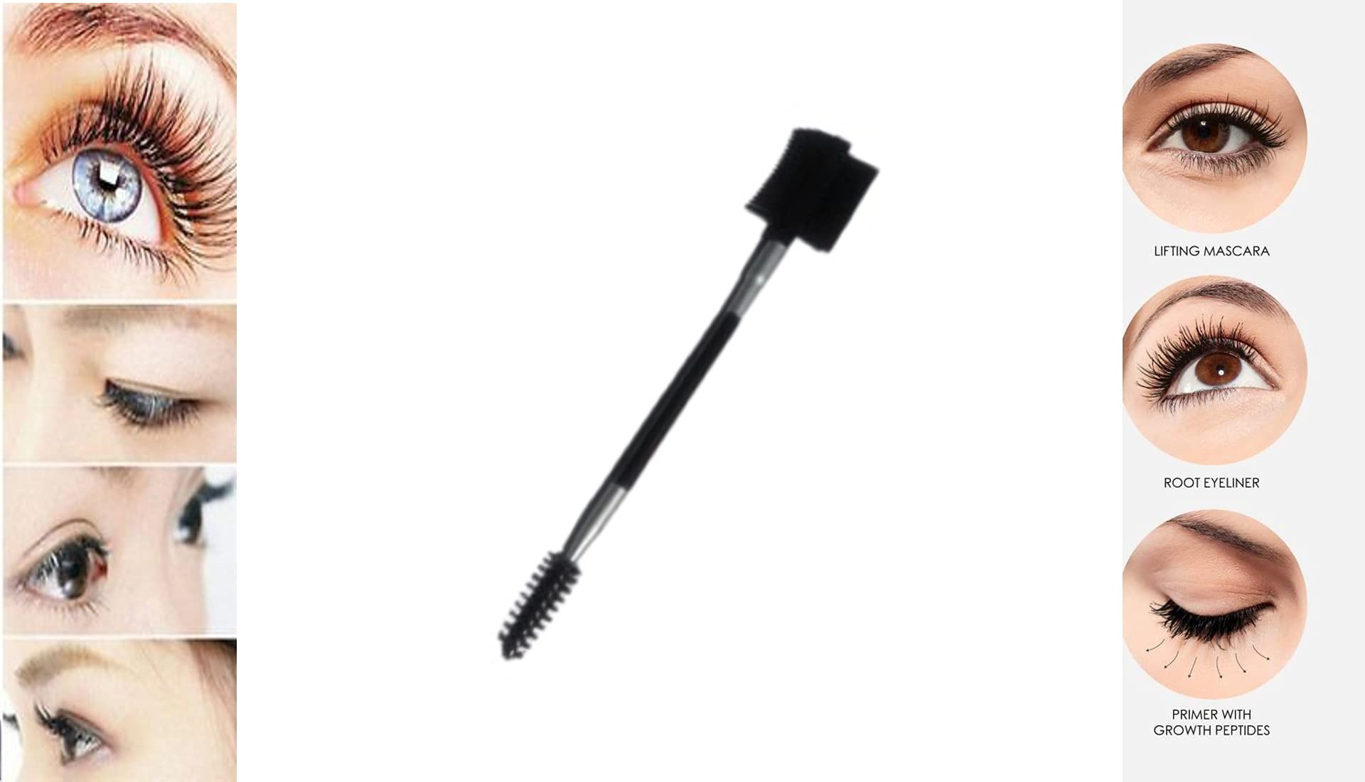 Double-end Eyelash Comb Separator Mascara Lift Curl Metal Beauty Eyes Makeup Tool Eyelashes Comb (Black Silver) 2