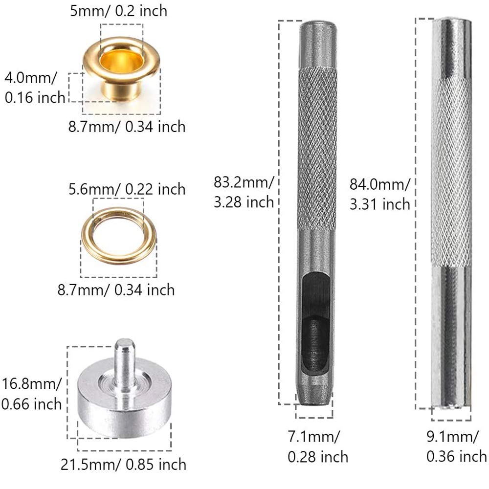 Mesee Lot de 400 œillets en cuir avec outils de réglage, 5 mm de diamètre intérieur pour vêtements, tissu, toile, ceinture, loisirs créatifs, projets Mesee Lot de 400 œillets en cuir avec outils de réglage, 5 mm de diamètre intérieur pour vêtements, tissu, toile, ceinture, loisirs créatifs, projets