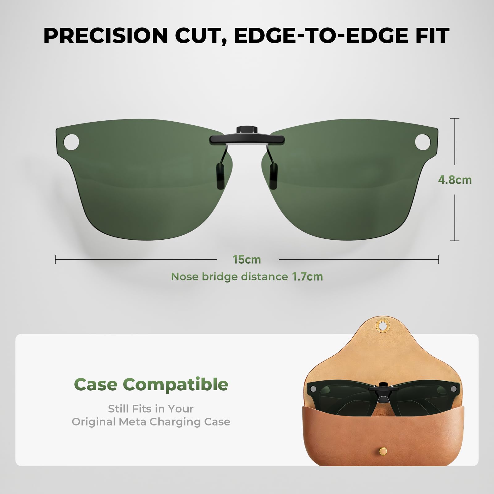 Confezione da 4 bicchieri polarized Clip-On per Ray-Ban Meta 2 Smart Glasses, Anti Glare UV Protection, No Impact on Sensors, 4 colori (Black/Green/Blue/Gradient Grade), L