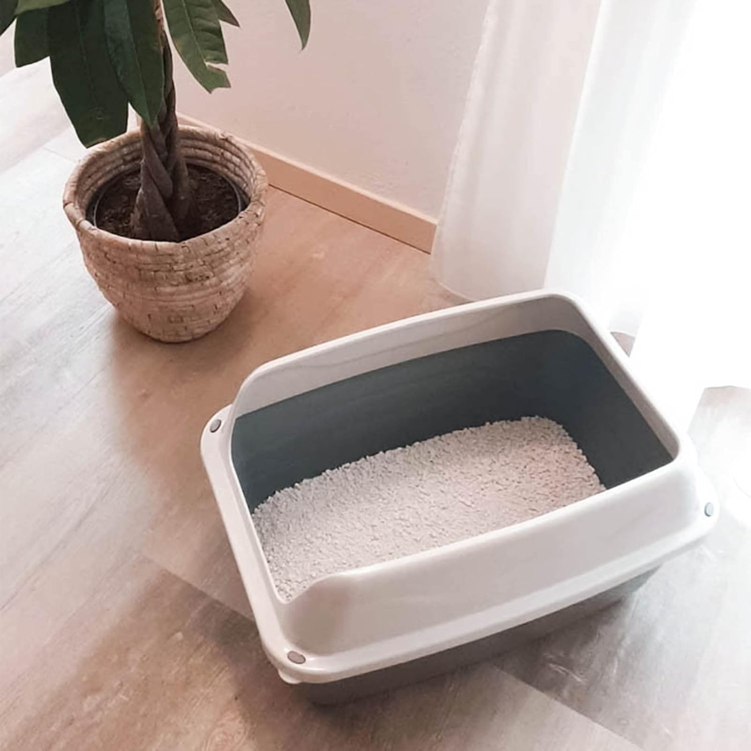 Buy Jumbo Open Cat Litter Tray High Sided Rim Grey Pan Extra Deep AntiSpillage XL Toilet Box