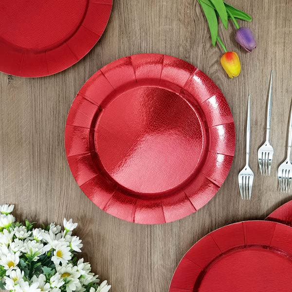 10 Platos Cargadores Desechables Rojos 13 pulgadas miniatura 4