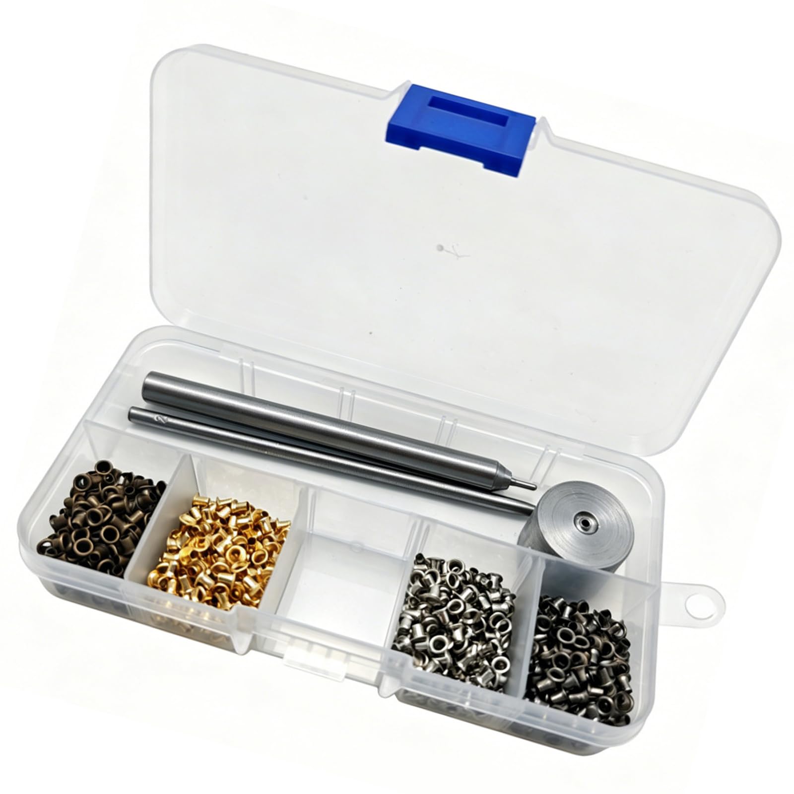 Grommets 2Mm Plated Copper Metal Grommet Set Eyelet Washers Fastener Set with Storage Box for Clothes Shoes Accessories