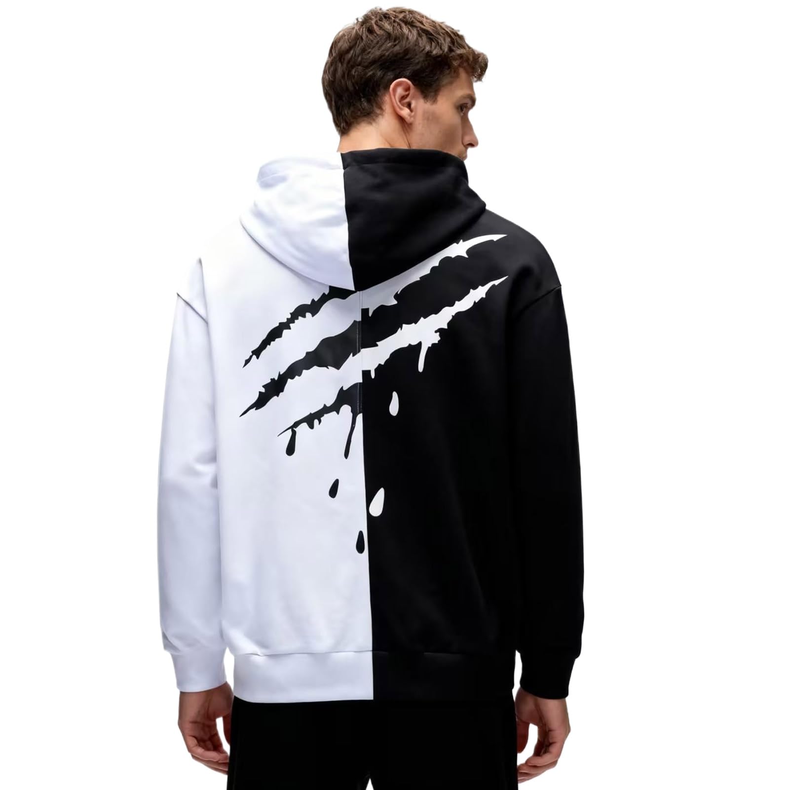 Felpa con Cappuccio e Zip da Uomo Giacca Patchwork | Cotone con Stile di Strada Hip Hop Sweatshirt