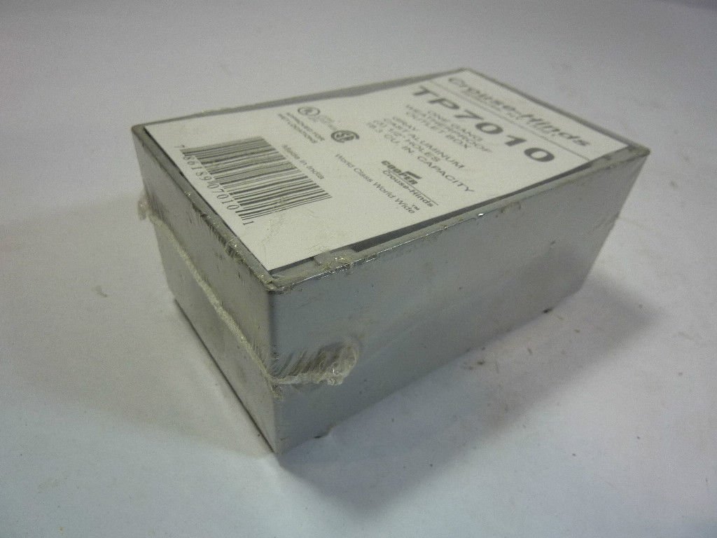Crouse Hinds TP7010 Electrical Box, 2" Deep Weatherproof Cast Aluminum Outlet Box w/(3) 1/2" Outlet Holes