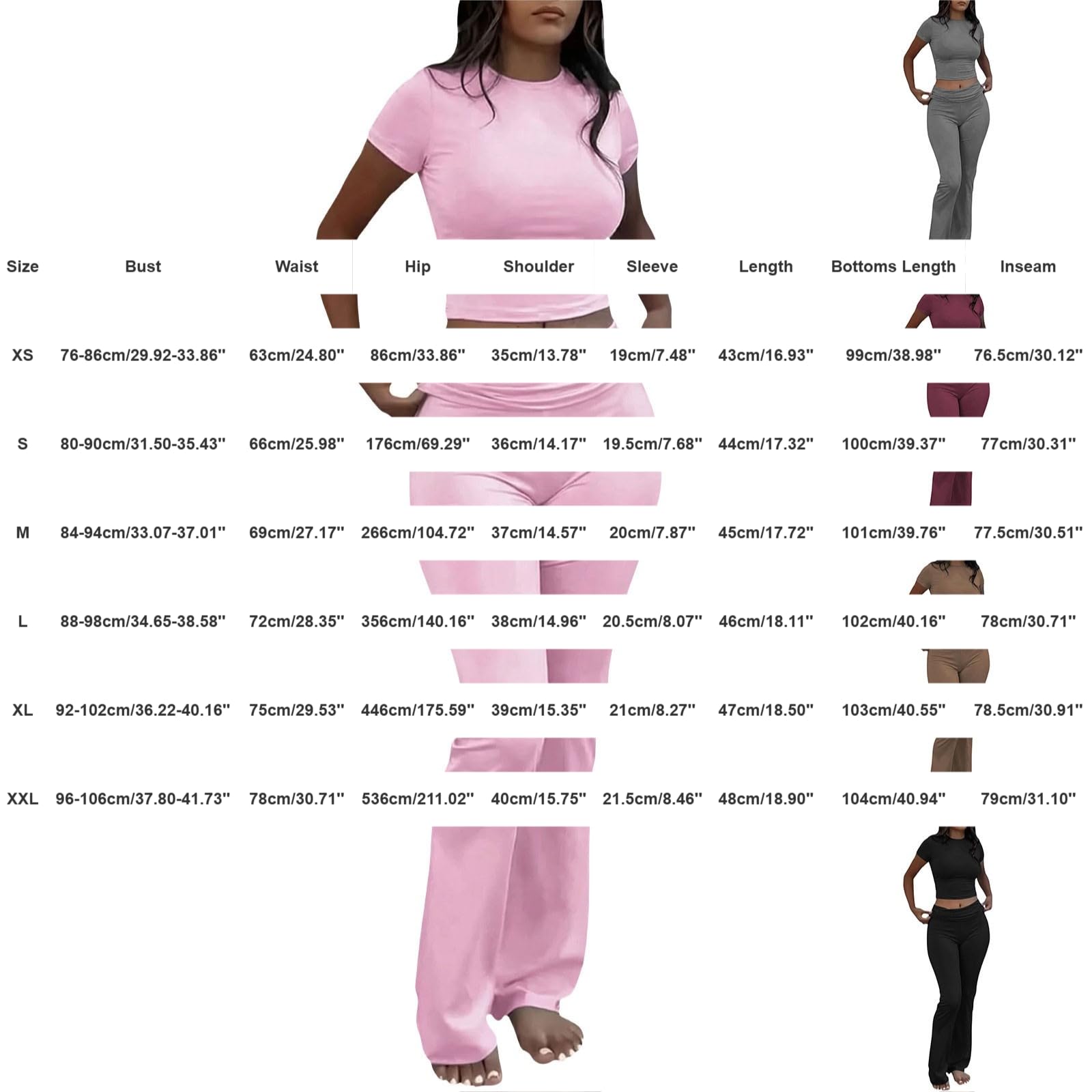 Tuta da jogging da donna, in cotone, sportiva, senza maniche, girocollo, top e pantaloni lunghi, 2 pezzi, tinta unita, slim fit, vita alta, elasticizzata, tuta da yoga