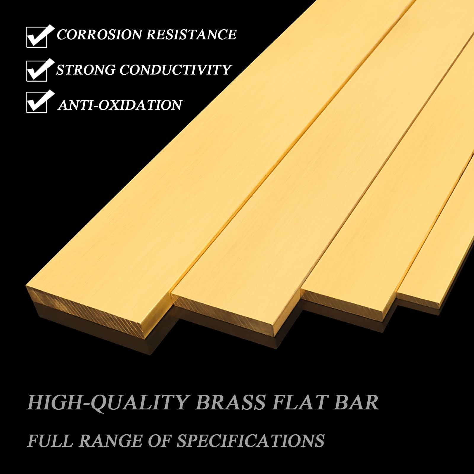 Barra piatta in ottone, piastre in ottone spesse 6-9 mm e lunghe 500 mm, materiale in ottone for la fabbricazione elettrica, lavorazione CNC, ferramenta nautica, fai da te, taglio di precisione(6mm*75