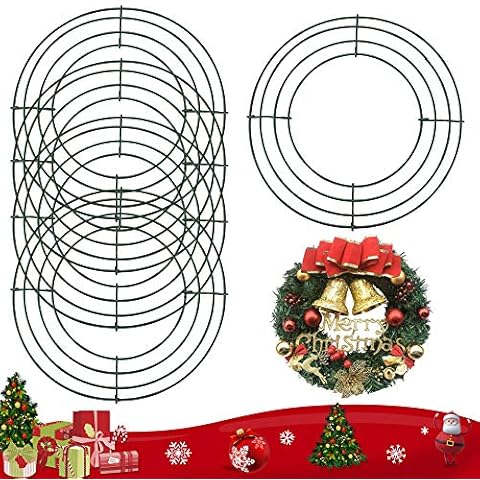 BUZIFU 5 Pack Draht Kranz Ringe Dunkelgrüne Kranz Rahmen Metallblumen-Kranz-Rahmen Draht Kranz Rahmen Drahtkranzrahmen Cover
