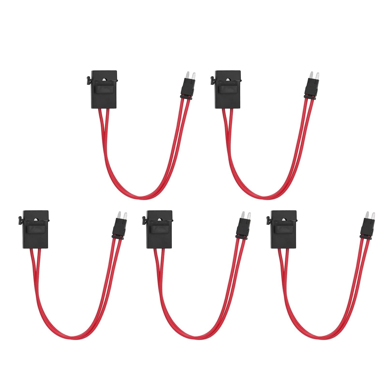 5 Sztuk złąCze Uchwytu Bezpiecznika Samochodowego PC Heavy Duty PrzedłużEnie Drutu Mini Mini złąCze Uchwytu Bezpiecznika do Pojazdu ATM 20A 16AWG z 5 Bezpiecznikami DłUgość Linii 230mm (ACK S 10,9 mm)
