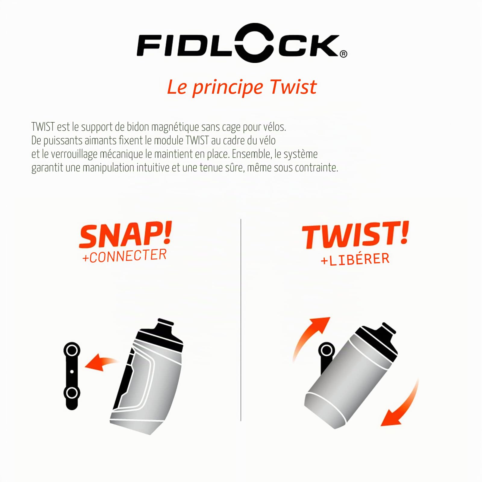 Fidlock Twist Porte-bouteille magnétique pour vélo avec support porte-gobelet pour vélo