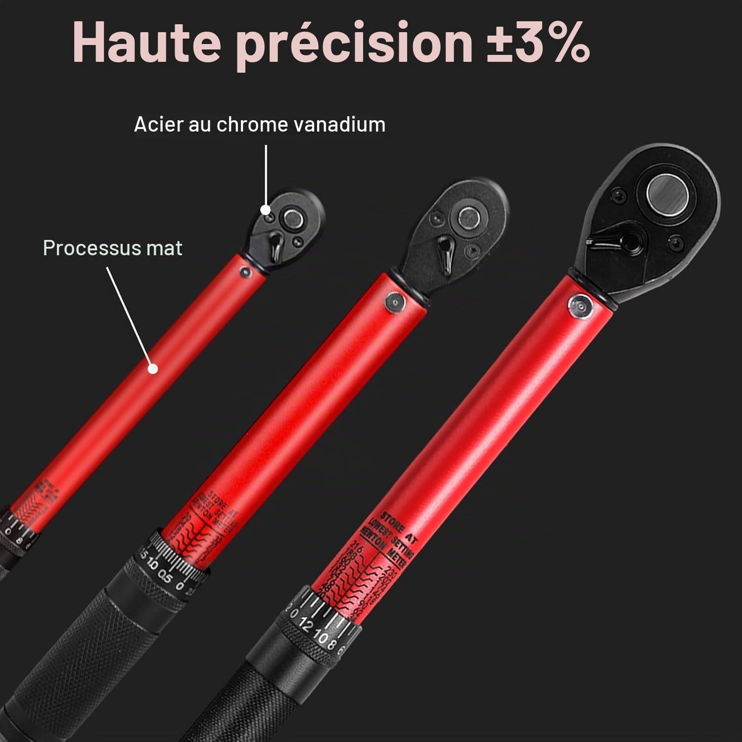 33 Pièces Set de Clés Dynamométriques - 72 Dents, Acier Cr-V, avec Clés 1/2" & 3/8" & 1/4" : 20-230 Nm, 10-140 Nm, 2-24 Nm - Adaptateurs, Douilles, Rallonges - pour Auto, Moto, Vélo, Camion