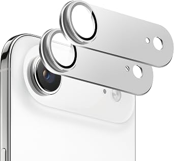 2 Pack Camera Lens Protector for iPhone 17 Air [ Drop Protection ] AR Tempered Glass Strong Adsorption Metal Camera Cover Screen | Silvery Finish