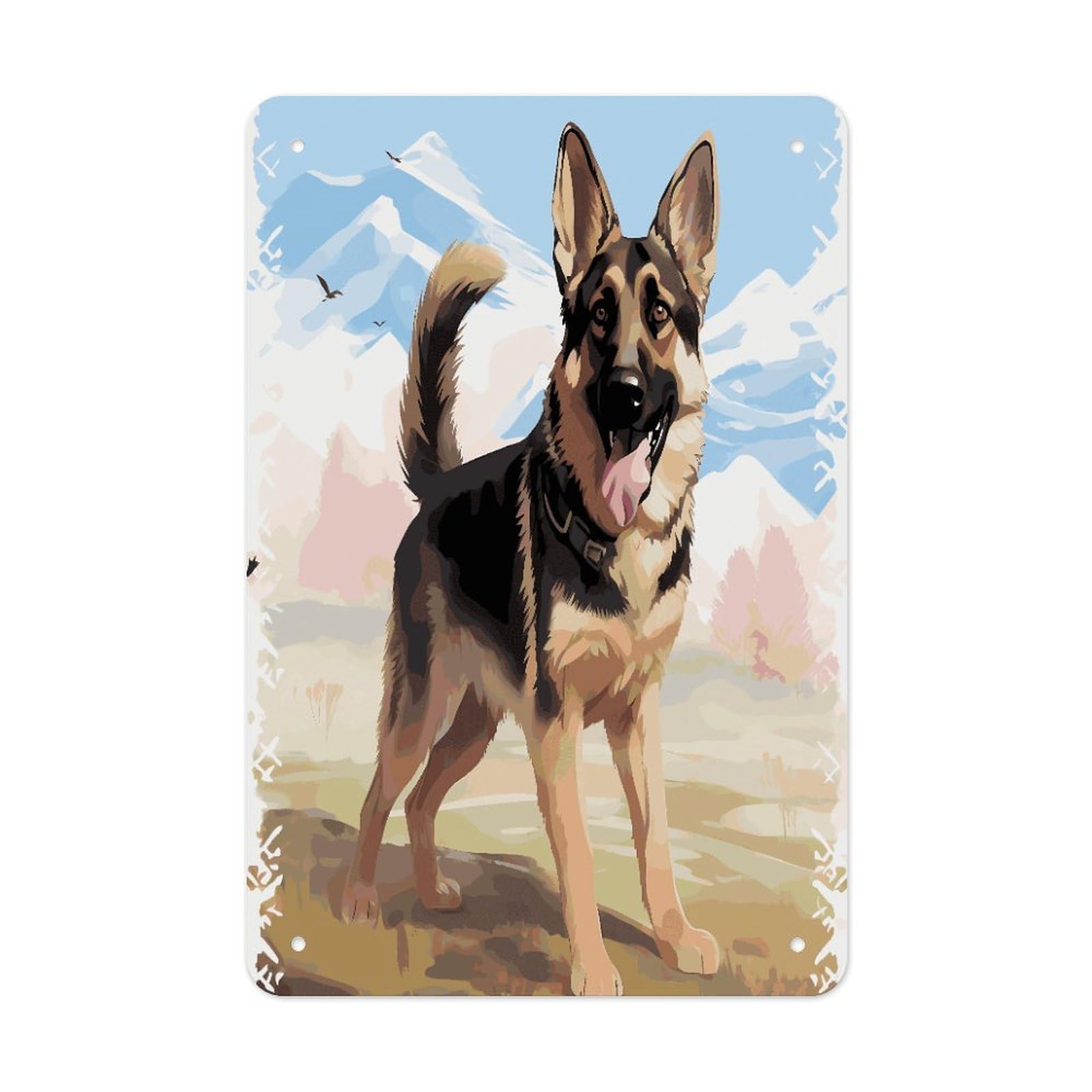 German Shepherd Dog Lovers Metal Tin Sign Wall Decor Funny Retro Sign Weatherproof Metal Wall Art for Indoor Or Outdoor Retro Tin Signs for Kitchen Office Home Bar Decor 11.8 X 7.9 Inch