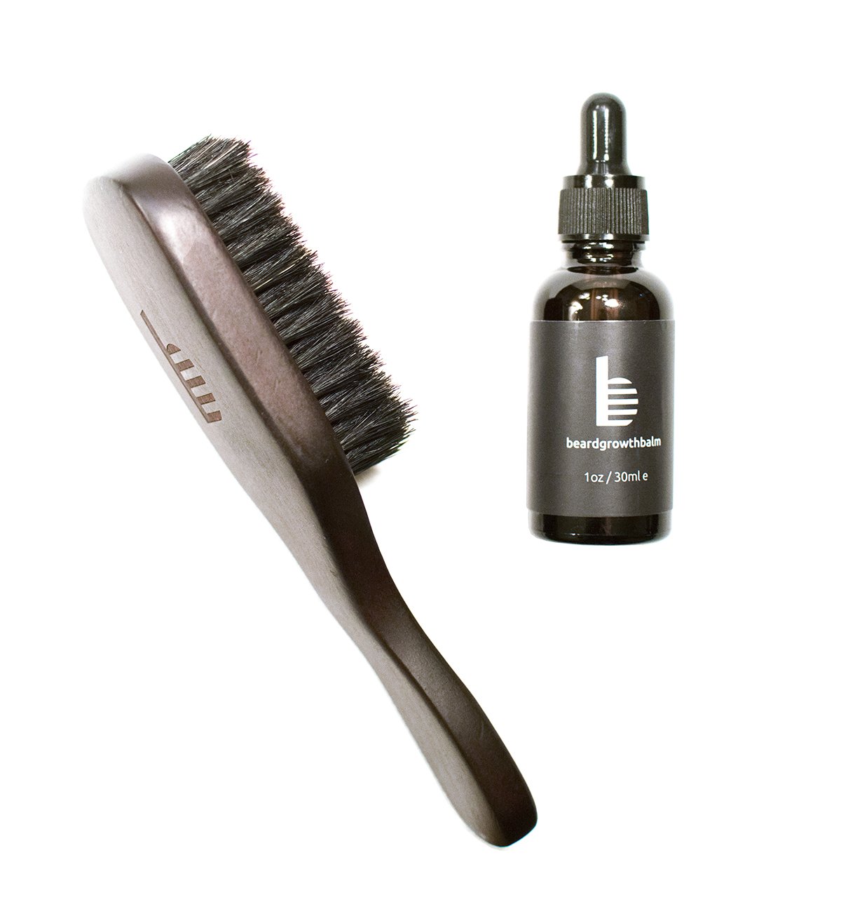 Beard Brush - Premium - 100% Boar Bristle - For the Modern Gentleman - Stained Hard Wood - Laser Etched Logo - Ergonomic Handle - Magnetic Carrying Case - Full or Patchy Facial Hair (Brush + Oil)