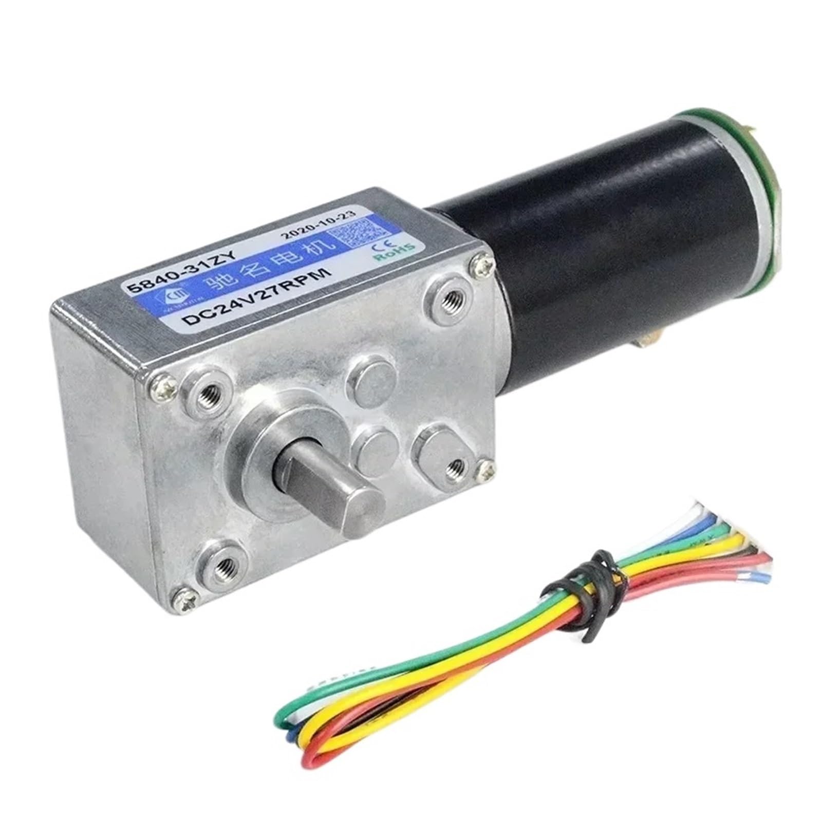 Hall-Encoder-Vibrationsmotor 5840-31ZY Schneckengetriebe und Schnecke mit hohem Drehmoment DC 12 V/24 V Metallgetriebe CW/CCW-Automatisierungsausrüstung(12V,16rpm)