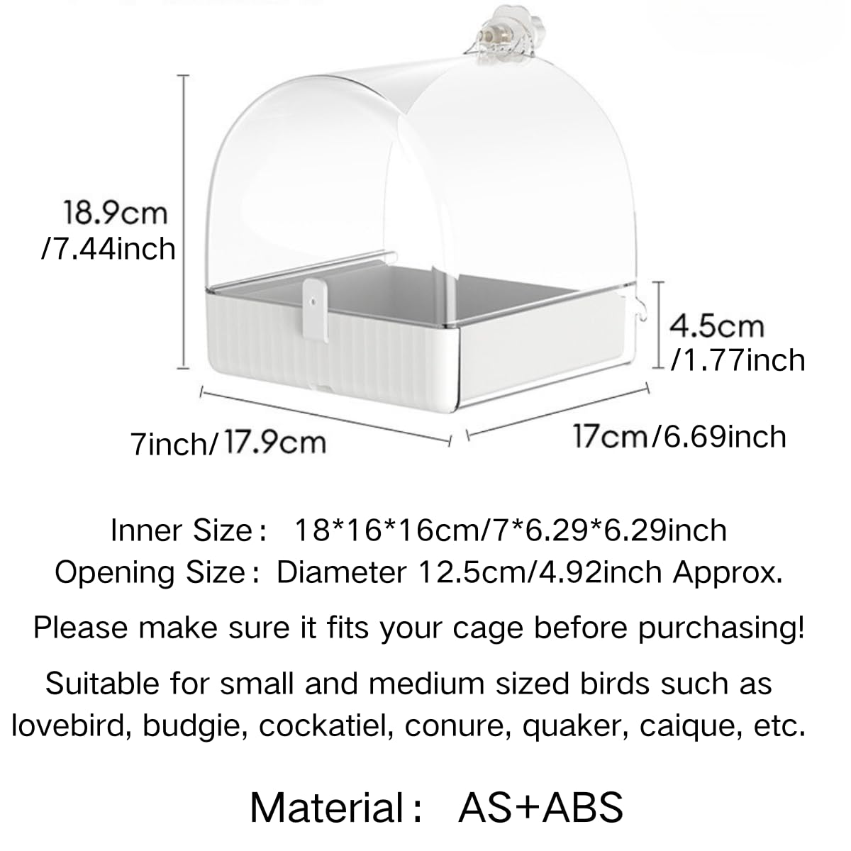 Bird Bath Cage, Cleaning Pet Supplies Cockatiel Bird Clear Bathtub with Bottom Drawer for Little Bird Parrots Spacious Parakeets Portable Shower for Most Birdcage 1