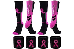 Breast Cancer Awareness Pink Ribbon Hope Socks & Wristbands Set