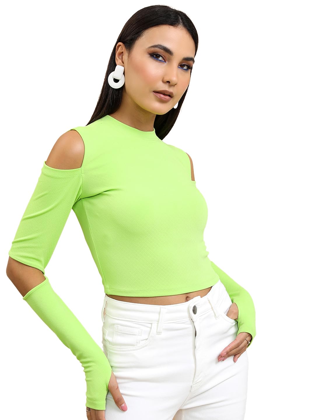 Tokyo TALKIES Women Regular Fit Mock NECKLong Sleeve Tops
