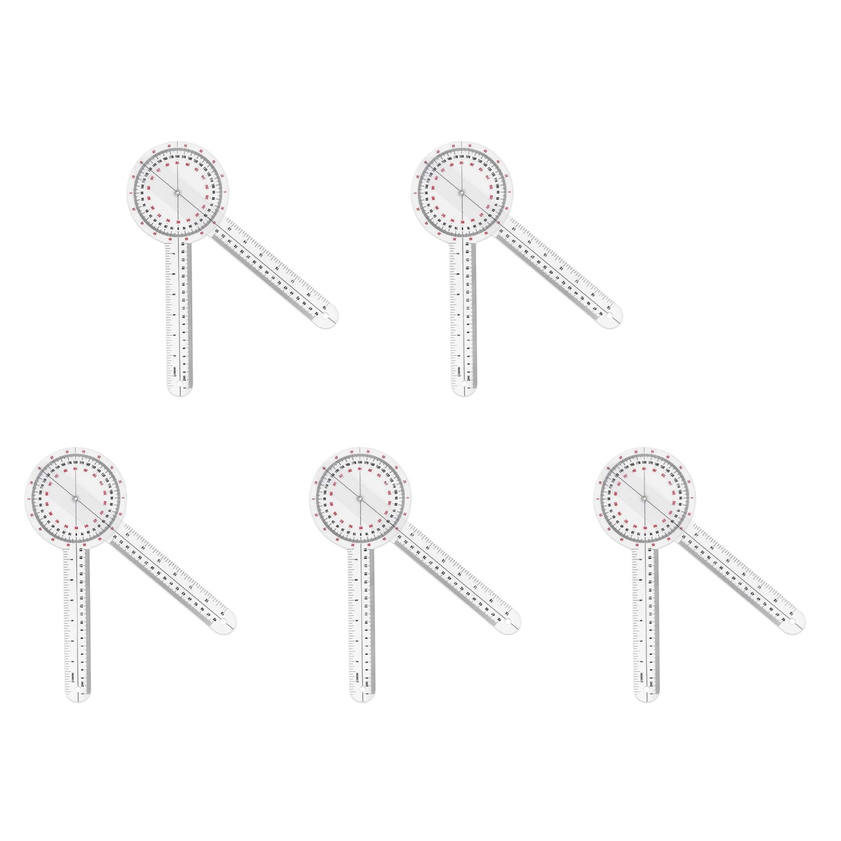 Hfgdnchva 5Pcs 12 Inch Goniometer,Transparent Orthopedic Angle Ruler Plastic Goniometer 360 Degree Spinal Goniometer