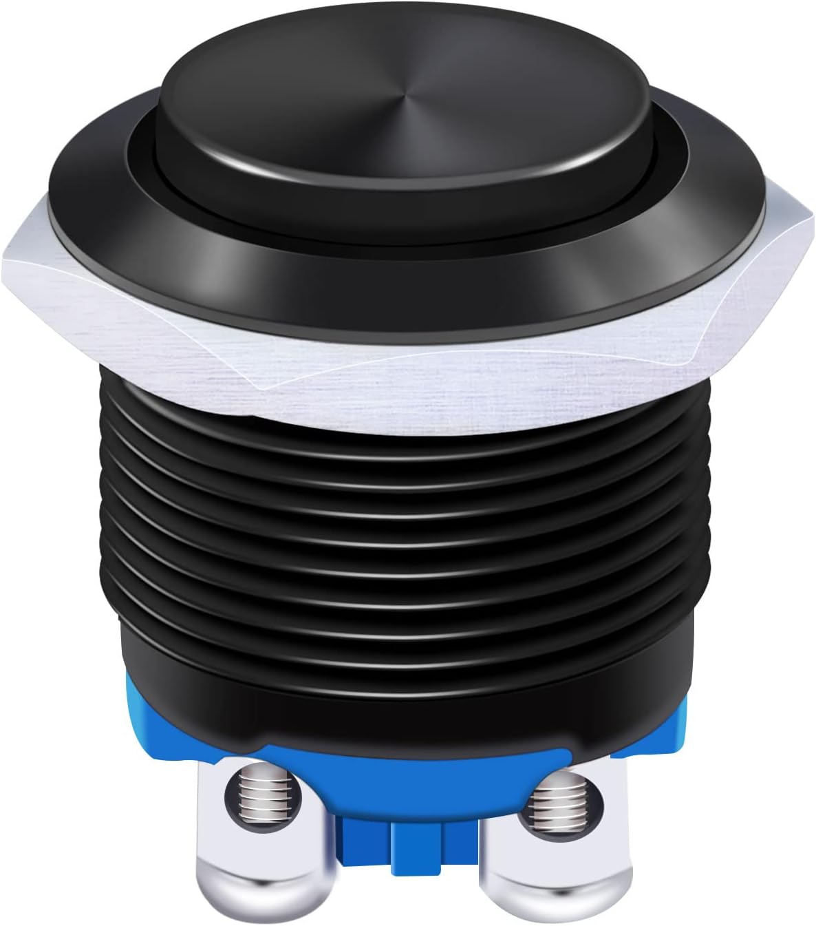 16mm Waterproof Black Metal Shell Momentary Raised Top Push Button Switch